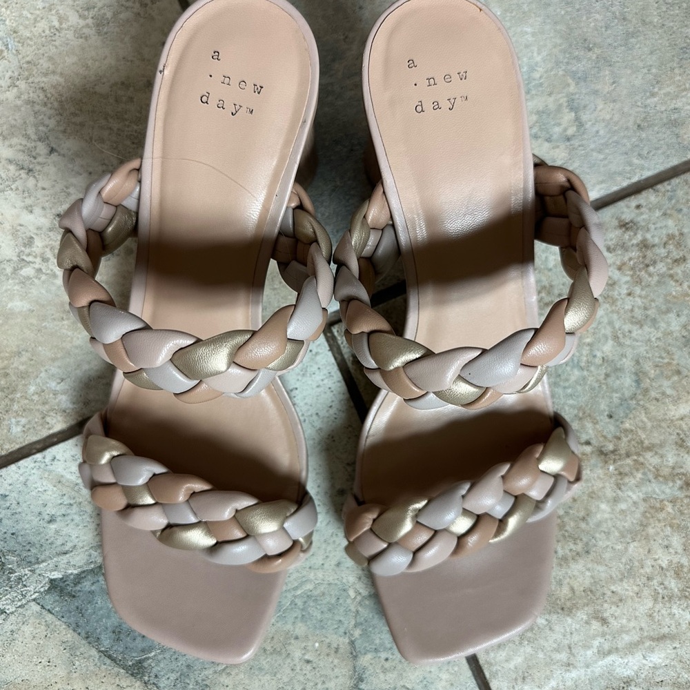 A New Day Women's Braided Sandals - Cream and Tan